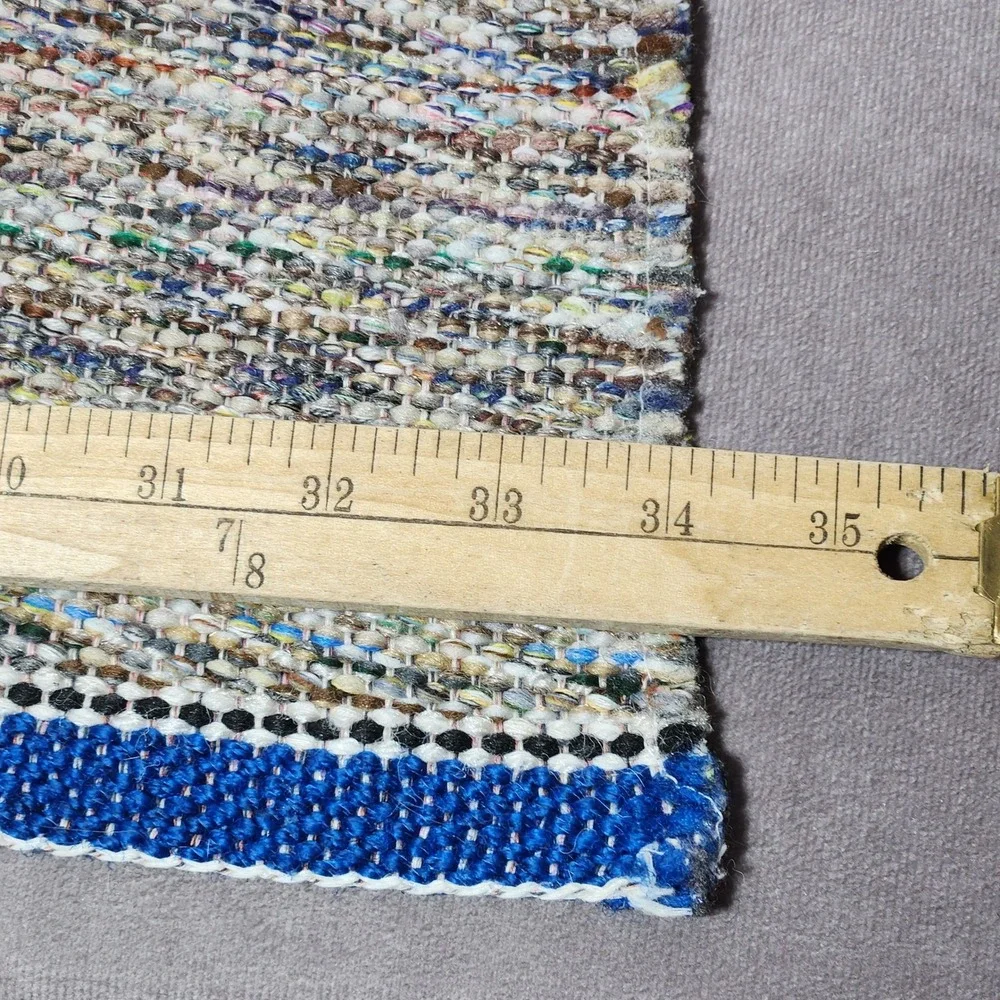 Vintage 80's Country Kitchen Goose Woven Rug Farmhouse Sink Blue Border Hearts
